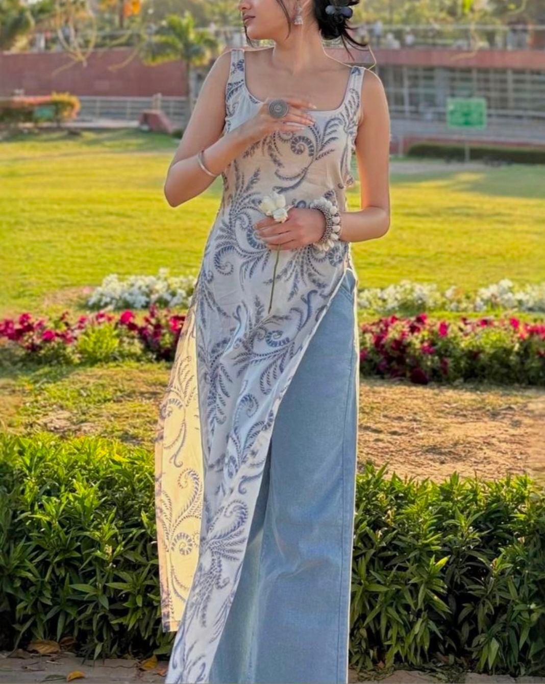 Aira Schiffli Backless Kurti